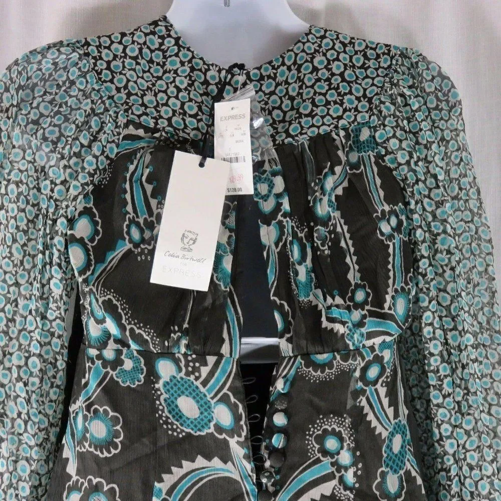 New Celia Birtwell Express 0 Gray Teal Floral Mini
